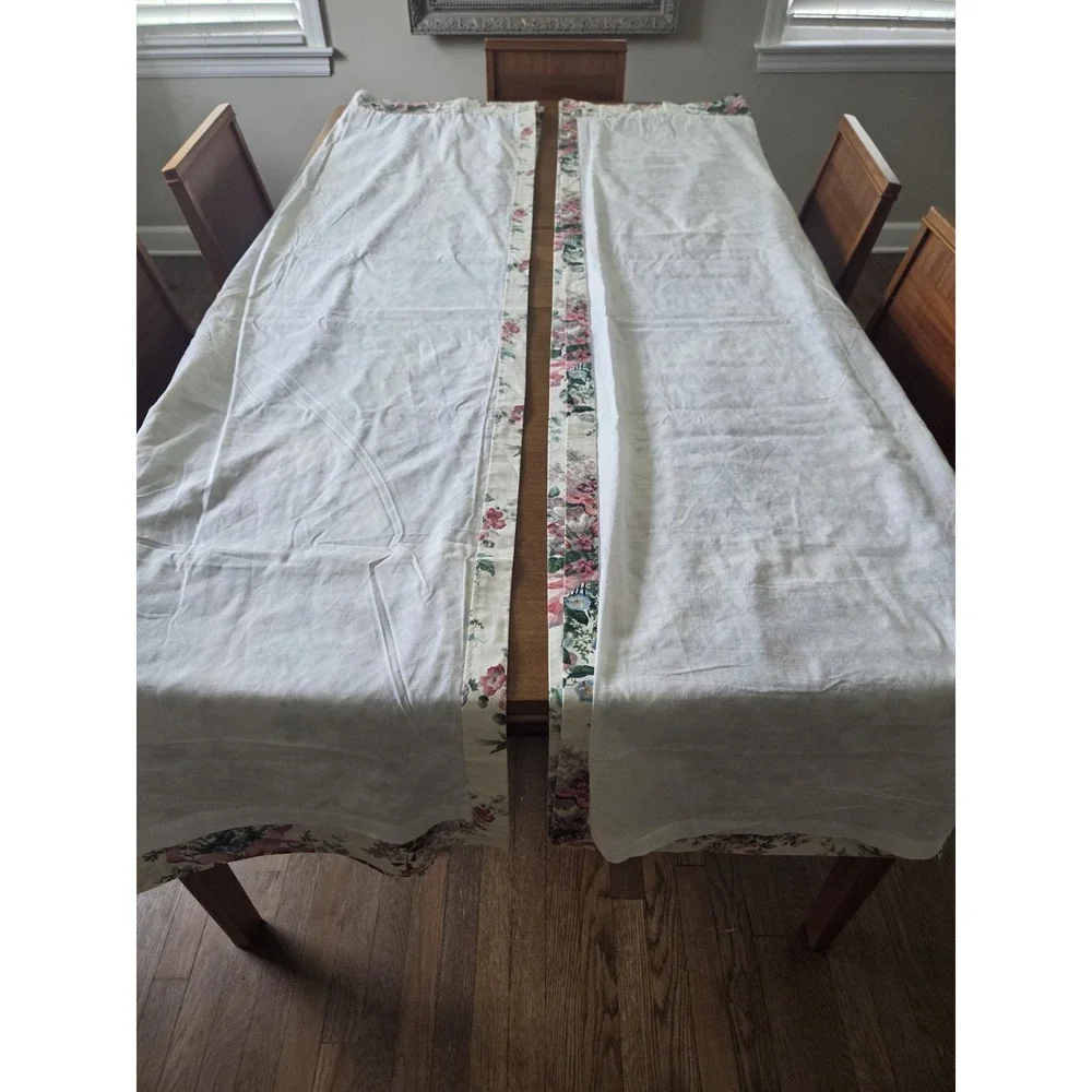 Vtg Croscill English Garden Panels Set Five Piece Curtains Valance Cottagecore